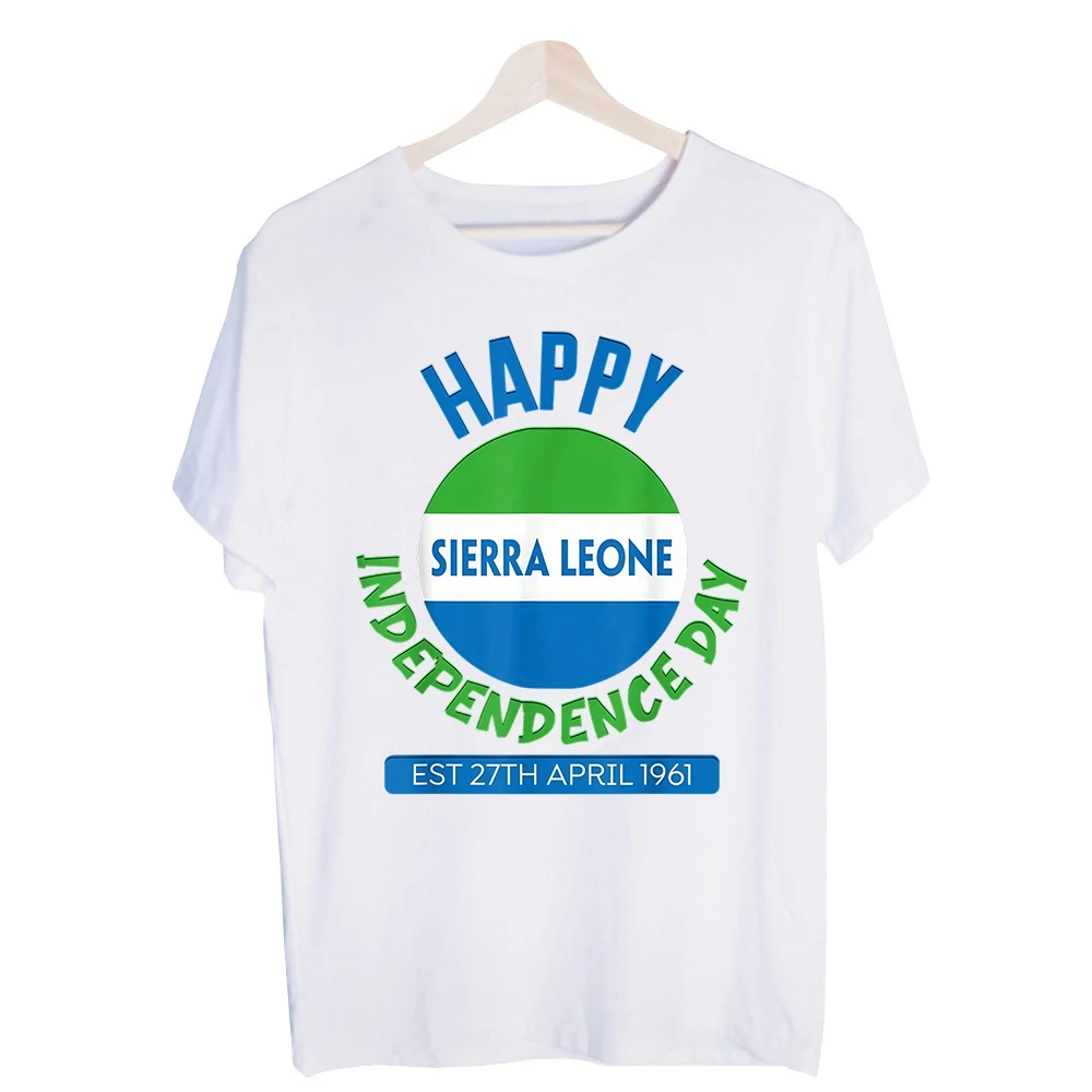 Men's Sierra Leone Flag Graphic Tee, Short Sleeve Crew Neck T-Shirt for Casual National Day Celebrations