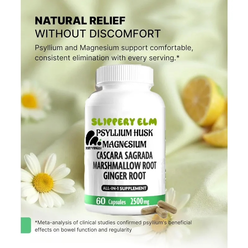 Shuyupi cápsulas probióticos, Plantago asiática, Cascara, magnesio, regaliz de raíz de algodón de azúcar - suplemento de salud digestivo
