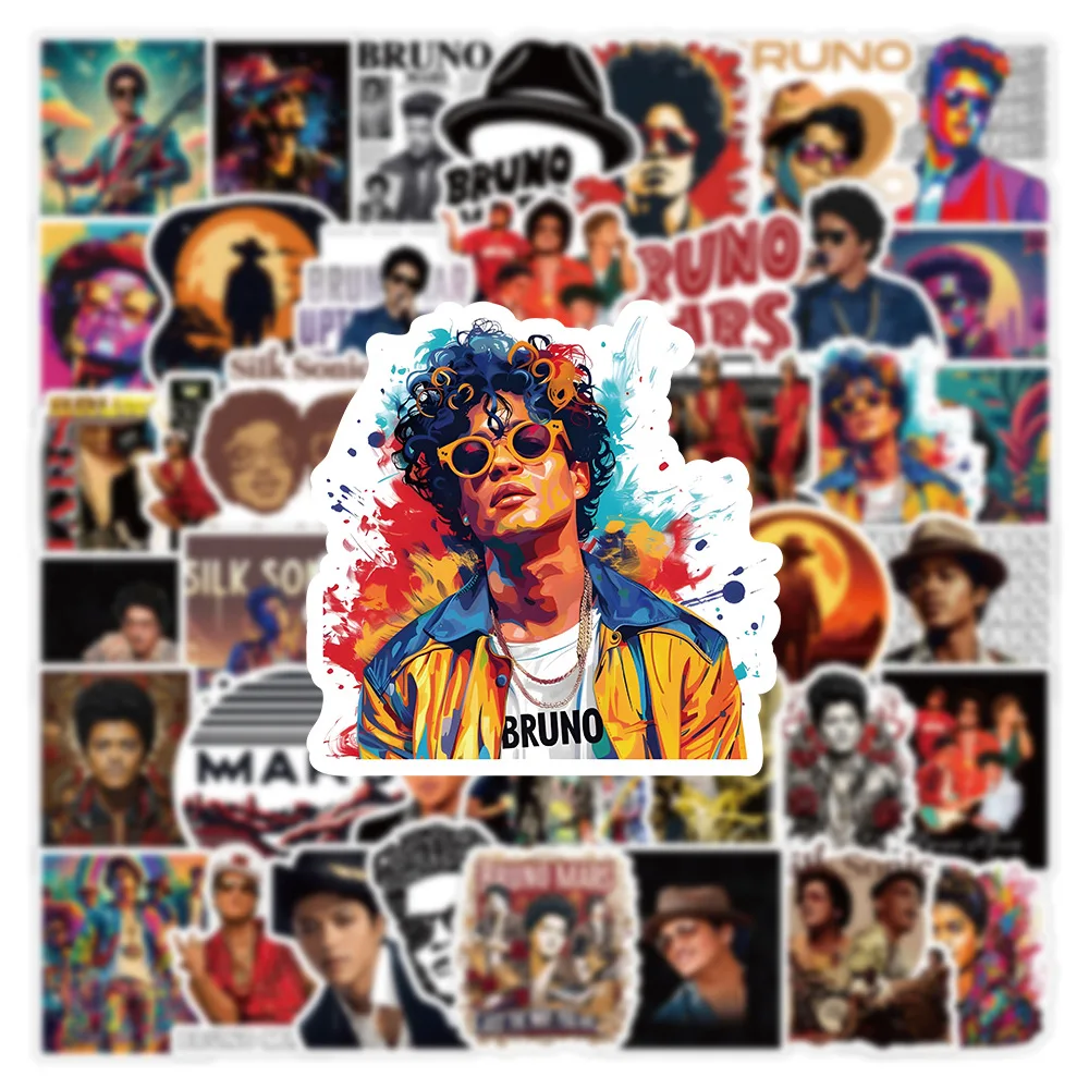 10/30/50PCS Singer Bruno Mars Sticker Graffiti Laptop Refrigerator Skateboard Motorcycle Helmet Water Cup Waterproof Sticker Toy