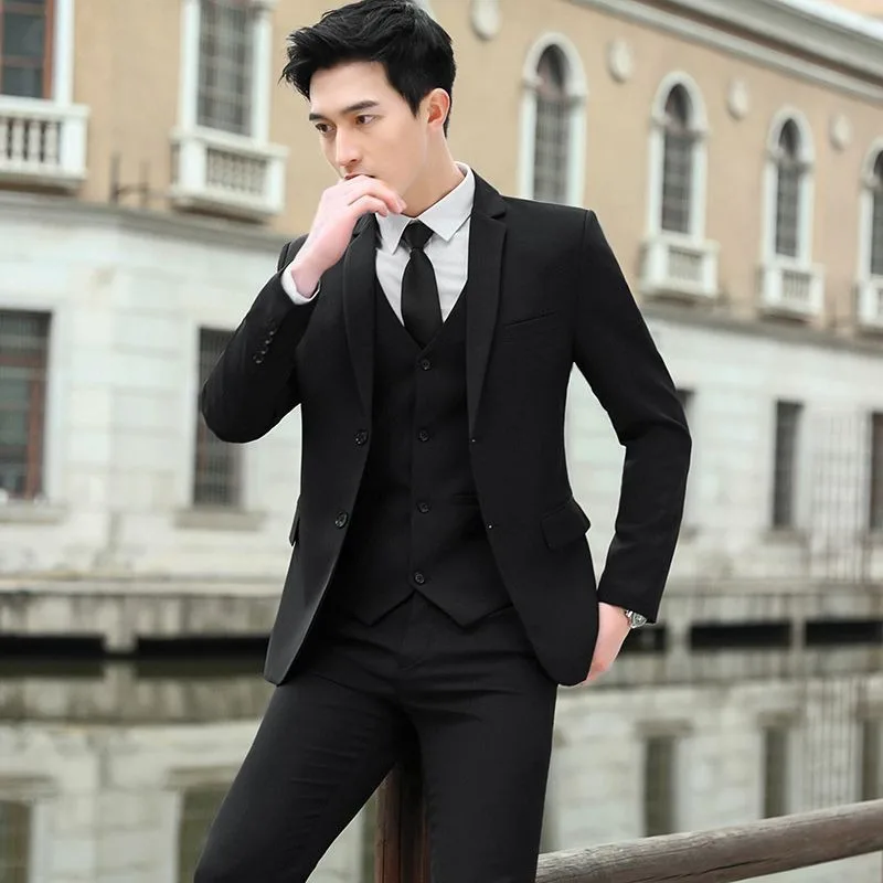 

Мужской костюм в корейском стиле: приталенный пиджак и брюки для свадьбы, жениха, шафера, делового и официального стиля ​