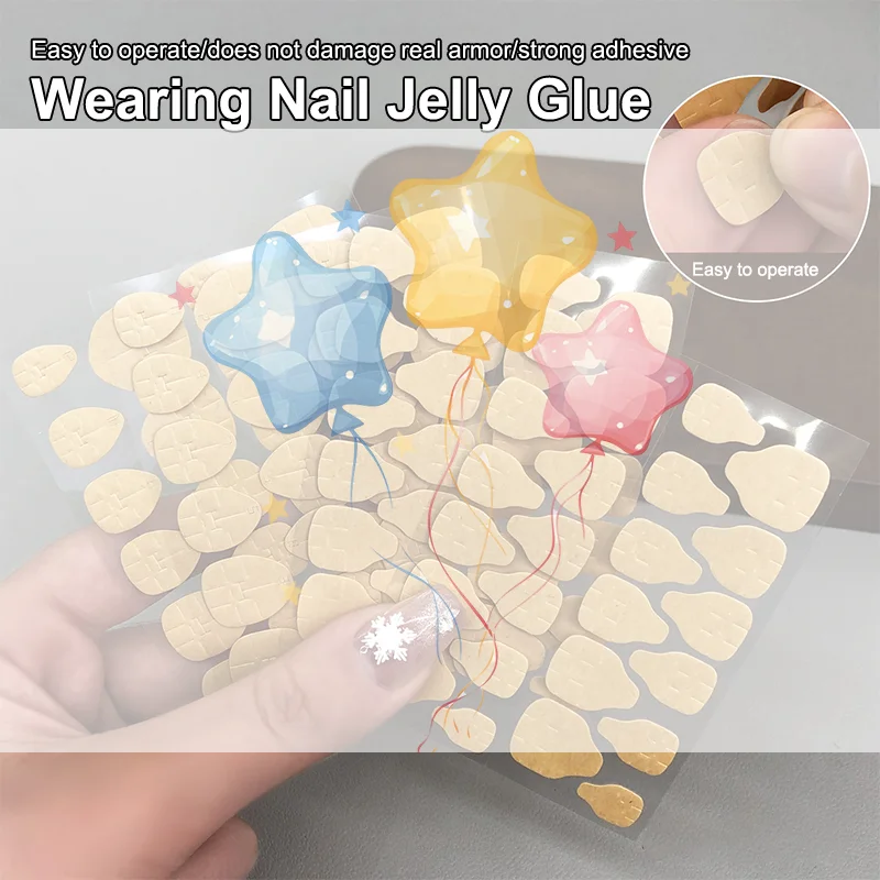 240 stücke/10 Blatt Kraft Papier Doppel Seite Gelee Kleber Volle Abdeckung Nagel Kleber Tabs Falsche Nägel Aufkleber Für handgemachte Drücken Auf Nagel