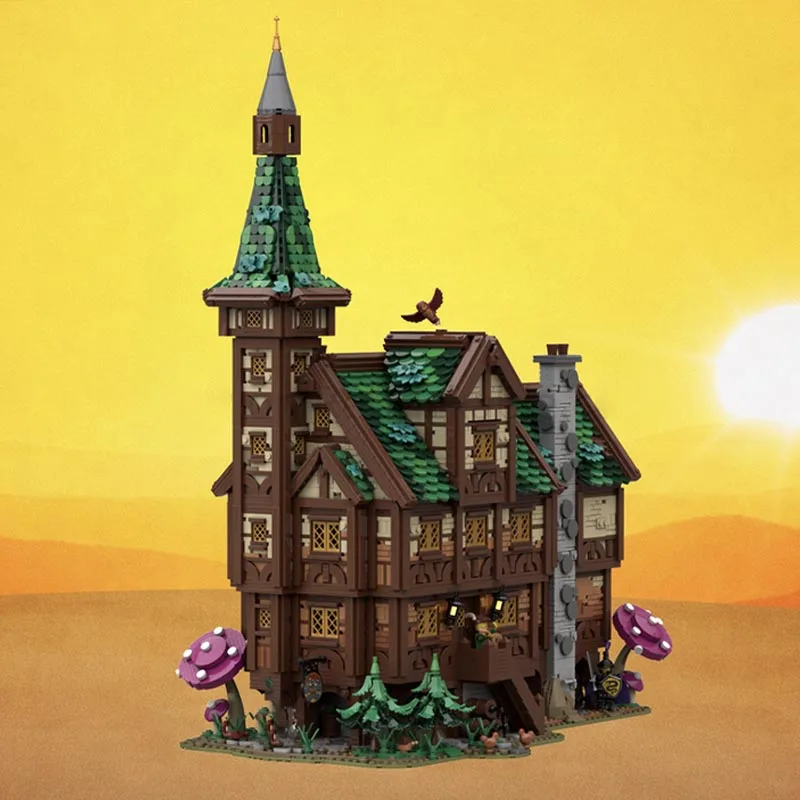 9768PCS Five Hungry Trolls Inn Medieval Village Series MOC Model Custom Blocks DIY Assembly Educational Toy For Castle Fans Gift