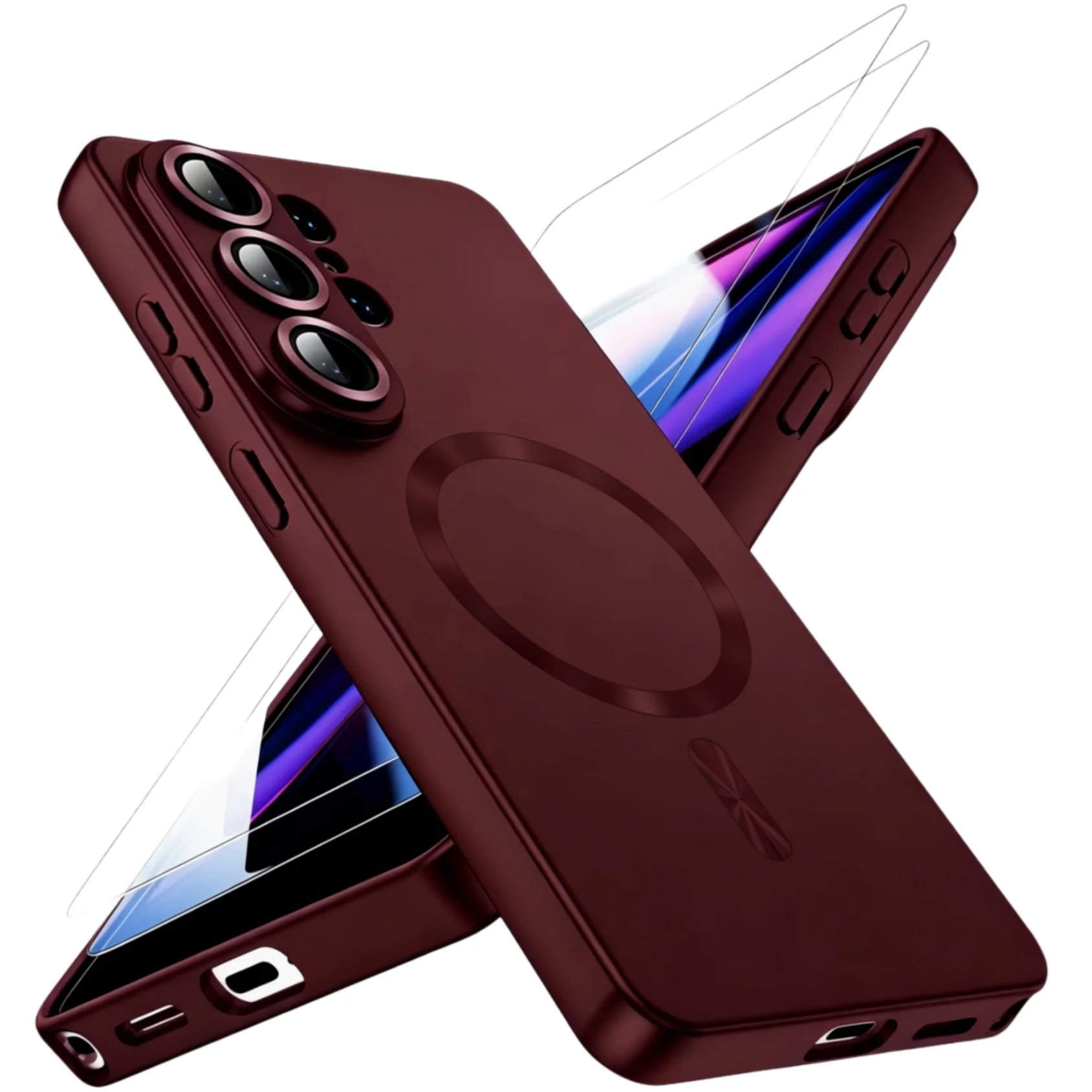 Magnetic for Samsung Galaxy S26 Ultra Plus Case with Screen Protector Cover [Compatible with MagSafe] Metallic Glossy Case