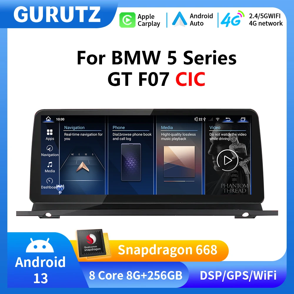 

Android 13 For BMW 5 Series F07 GT CIC System Car Player Multimedia Radio Auto Stereo GPS Navigation Wirelessly Carplay 2din DVD