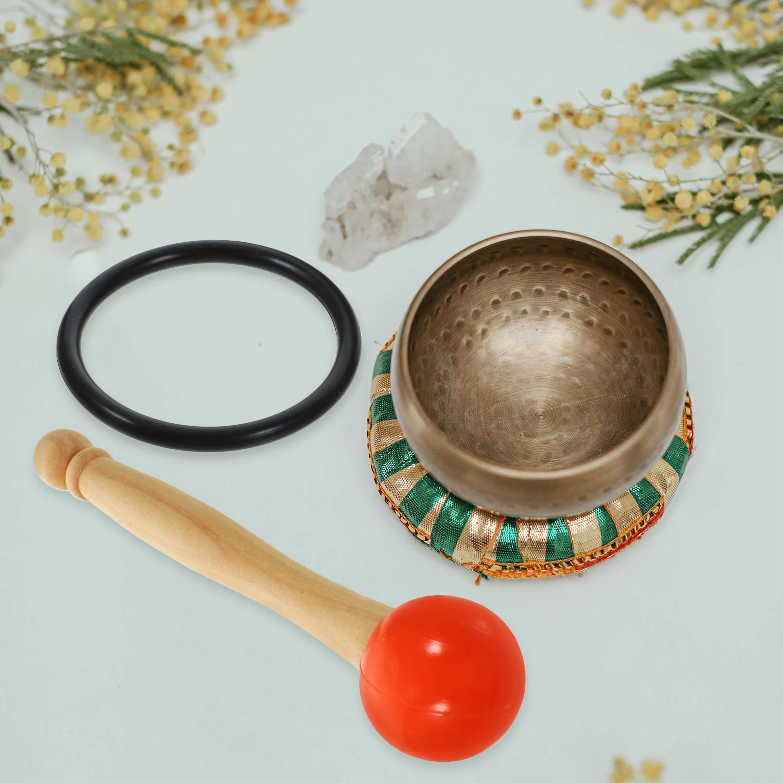 

Crystal Mallet Singing Bowl Sticks O ring Chanting Bowls Yoga Meditation Music Bowl Accessory Black Ring ange Ball Medium