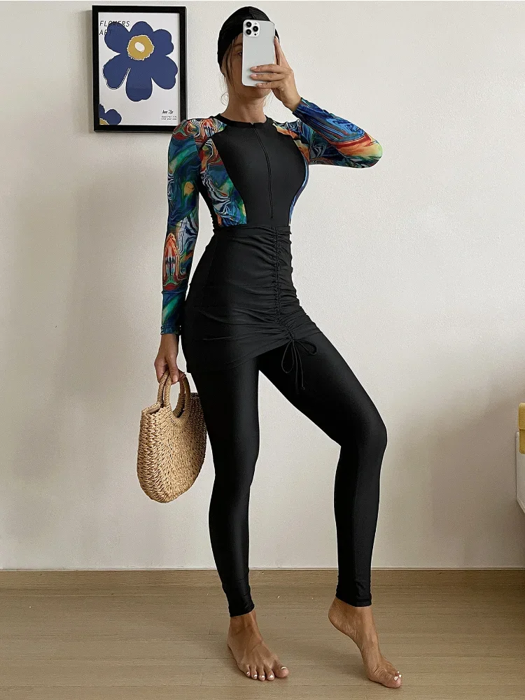 New Burkini Muslim Swimwear 3 Pcs Swimsuit Skirt Woman Burkini Modest Swimsuit for Religious Girls Long Burkini Women Dreeses
