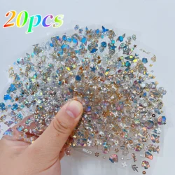 20Pcs Holographic Butterfly Nail Sticker Laser Gold & Sliver Butterfly Adhesive Decal 8.5x6cm 3D Glitter Foil DIY Manicure Decor