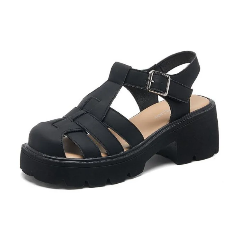 Image of Damen Sommer Mode Gladiator Schuhe Schmales Band Kreuzgebundene Plattform Quadratischer Absatz Peeptoe Sandalen Rom Sexy Elegante Schuhe 35-40