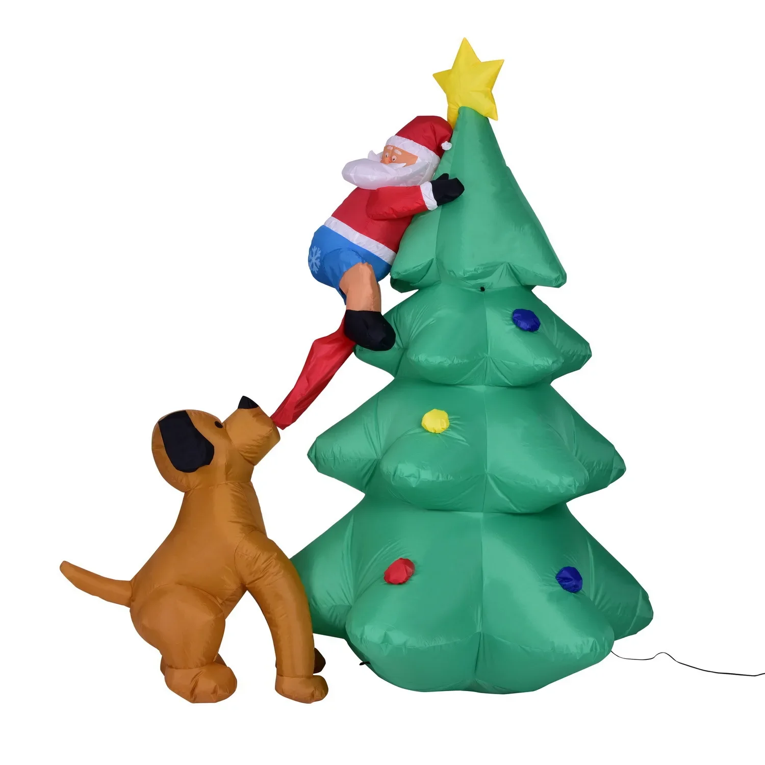 

5.9ft Luminous Christmas Tree Inflatable Toys Santa Claus Dog Funny Inflatable Model Outdoor Yard New Year Christmas Decoration