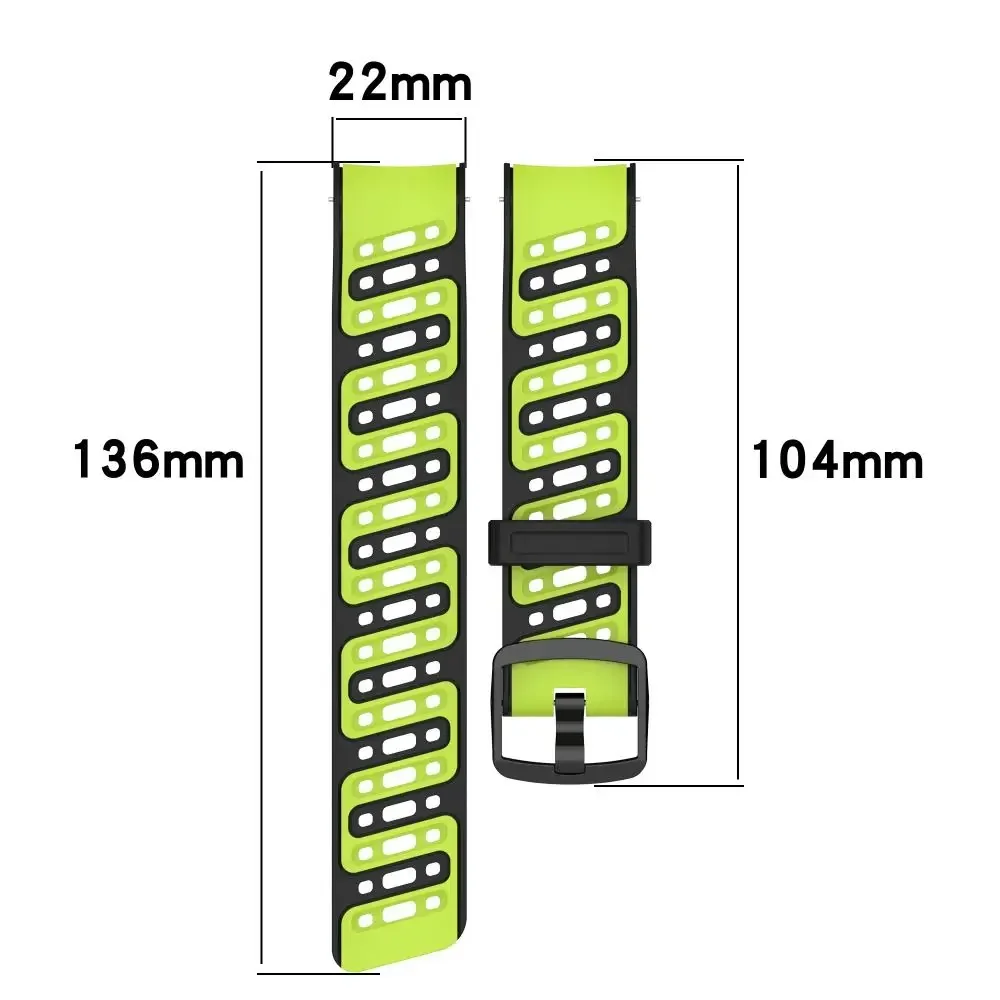 حزام سيليكون ثنائي اللون للمكتب لساعة COROS PACE Pro الرياضية، سوار معصم 22 مم لملحقات بديلة ناعمة قابلة للتنفس