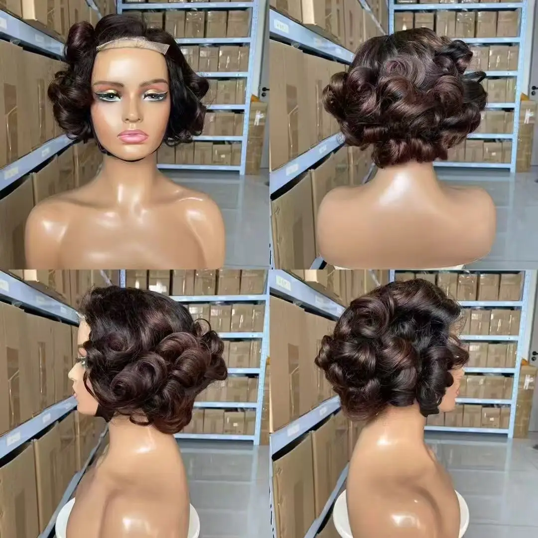Ombre Schokoladenbraun Lose Bouncy Wave 4x4 HD Lace Closure Echthaarperücken 100% Vietnamesisches Haar Sofort tragbar Kleberlose Lockenperücke – Detail 16