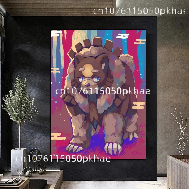 لوحة فنية جدارية قماشية من Pokémon Ursaring - مطبوعات حية للطبيعة - ديكور غرفة تحت عنوان