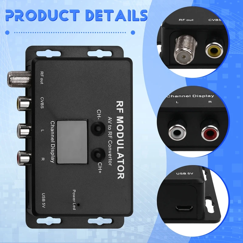 Modulador RF M60, convertidor AV a RF, modulador UHF, convertidor de señal RF