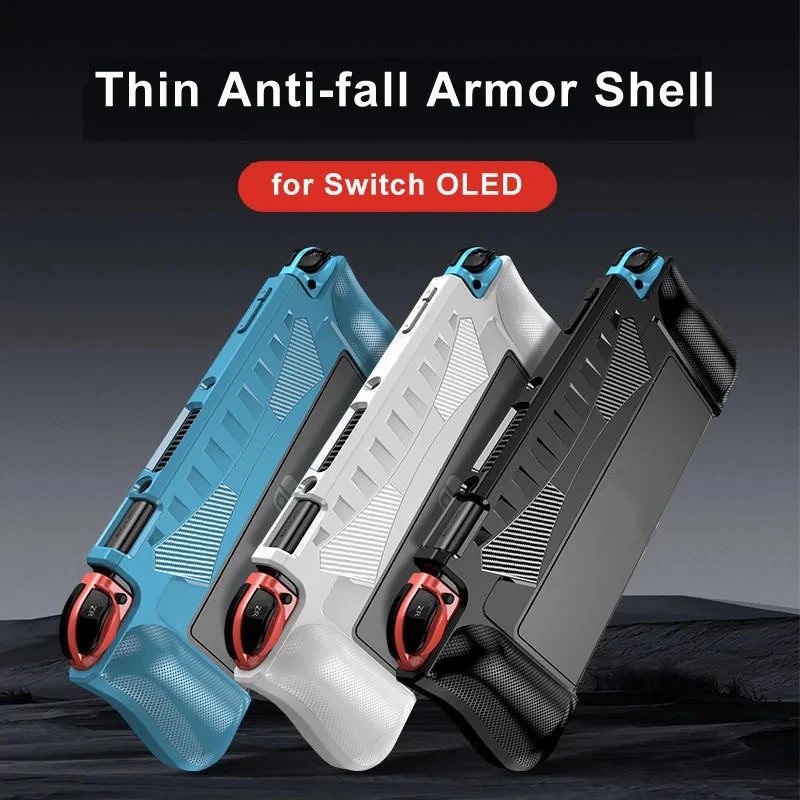 Dockable Protective Case for Switch OLED 2021 Soft Silicone Shell Carbon Fiber Textured Ergonomic Grip Cover for Game