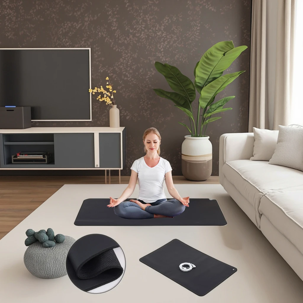 Wholesale Custom Printed Logo Multifunctional Anti-Static Stress Relief Portable Grounding Yoga Mat Made Natural Rubber for Home