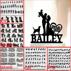 Personalized Wedding Cake Topper Wedding Cake Topper Custom Name Family Cake Topper With Dog Kids Baby Cat