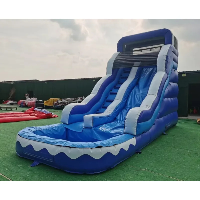 Commercial PVC Inflatable Water Slide Pool Wavy Palm Tree Pattern Dry Wet Use for Home Playroom Outdoor Fun Large Size Giant
