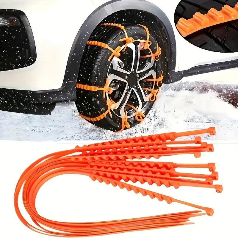 10 Anti-ski Chains for Car TyresAdjustable Polyamide Tyre Traction Chains for Snow and Ice RoadsWinter Safety Traction Tracks