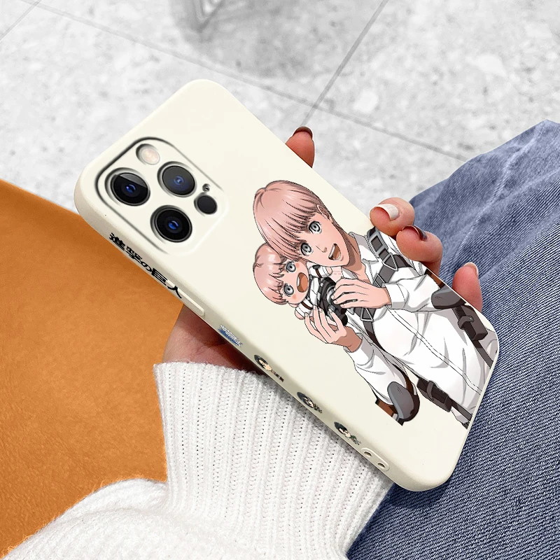 A-Attack On T-Titan Cartoon Liquid Left Rope For Apple iPhone 15 14 13 12 11 XS XR X 8 7 SE Pro Max Plus Mini Cover Phone Case