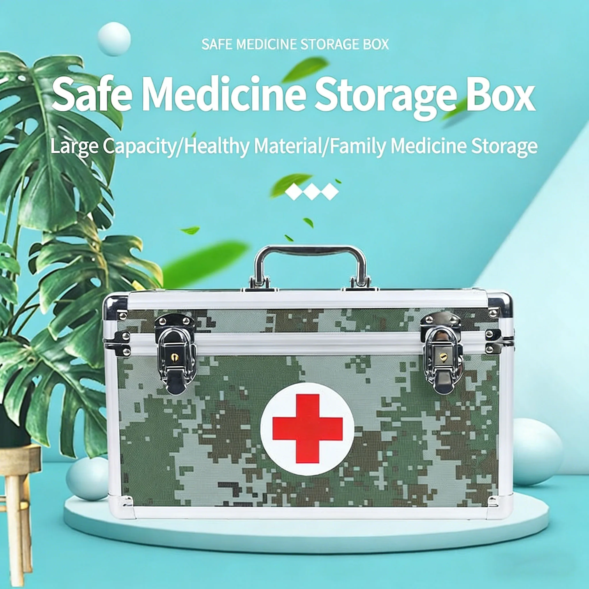 Camo Medicine Storage Box Portable Large Capacity First Aid Kit Medicine Container Emergency Pharmacy Box with Shoulder Strap