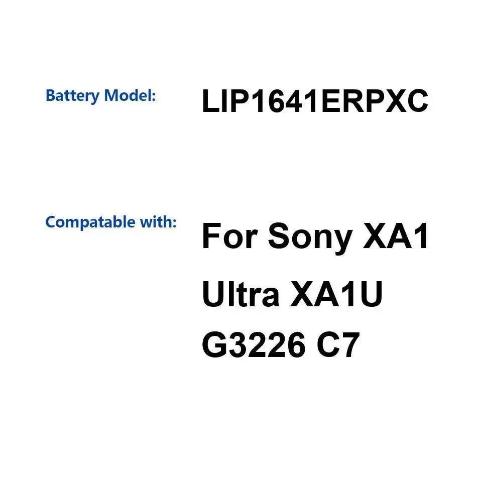 

Надежный источник питания 2700 мАч, долговечная работа для аккумулятора мобильного телефона Sony XA1 Ultra G3226 C7 LIP1641ERPXC