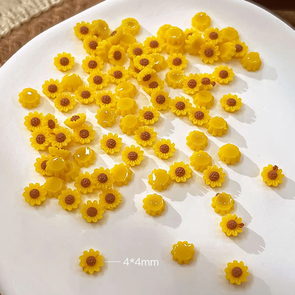 50pcs 3D Resin Daisy Flower Na - đánh giá và giá Nail Art Yellow