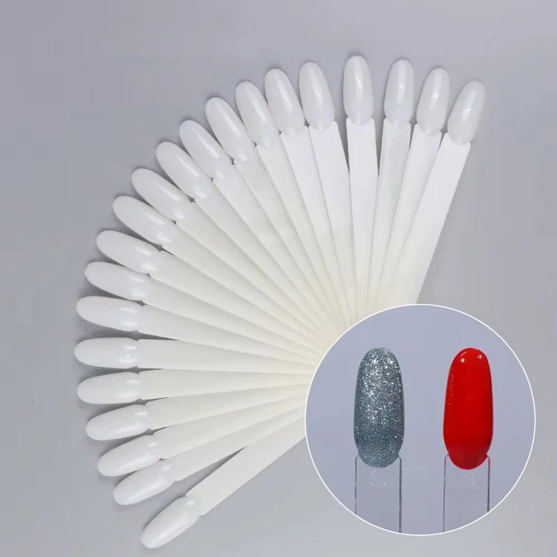 Clear Nature Black False Tips for Nail Art Display Oval Fan Style Nail Swatch Polish Stand Tips Practice Manicure Tools