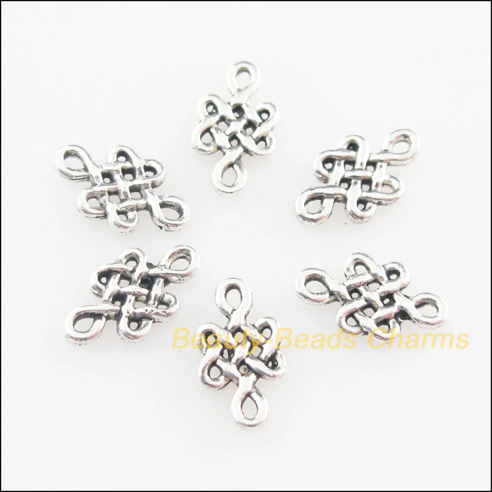 120 New Connectors Chinese Knote Tibetan Silver Color Charms 6x10.5mm