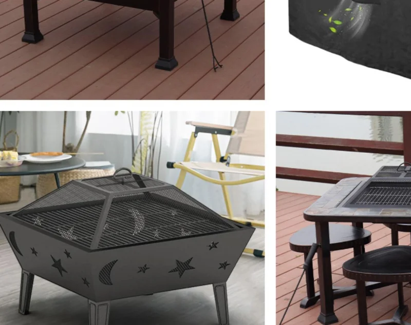 

Outdoor Fire Pit Cover Waterproof Fire Pit Shelter Portable Square Firepit Cover for Beach Garden Balcony Camping Deck RV Travel