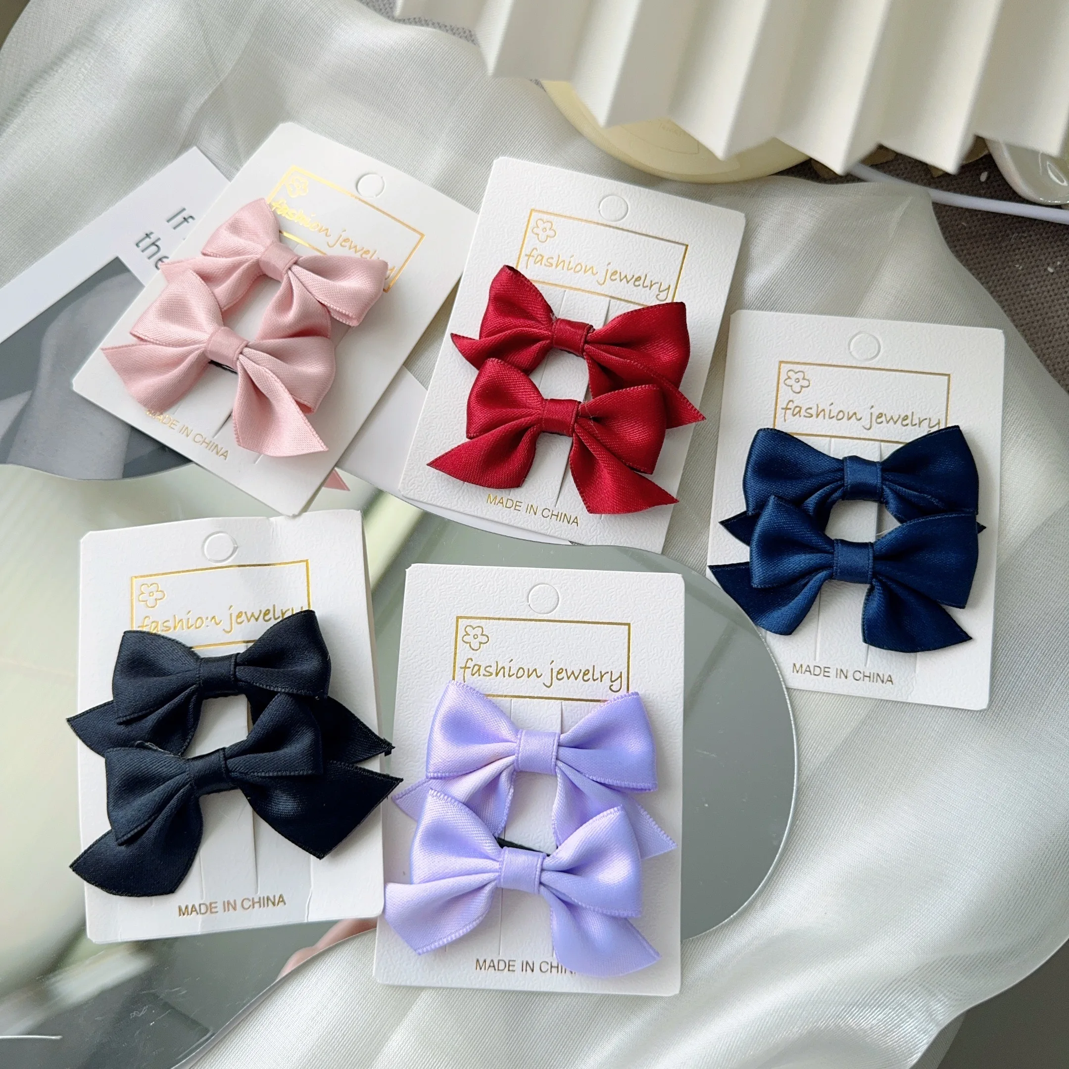 2Pcs Children Bow Hairpin Sweet Girls Horsetail Hair Clips Side Hair Grip Baby Soft Ribbon Butterfly Headwear Hair Accessories