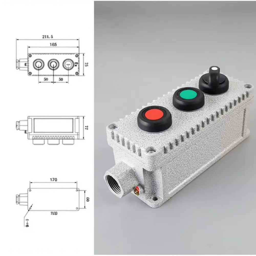 Explosion Proof Push Button Station Emergency Stop Control Enclosure Industrial Machinery Power Switch Box Aluminum