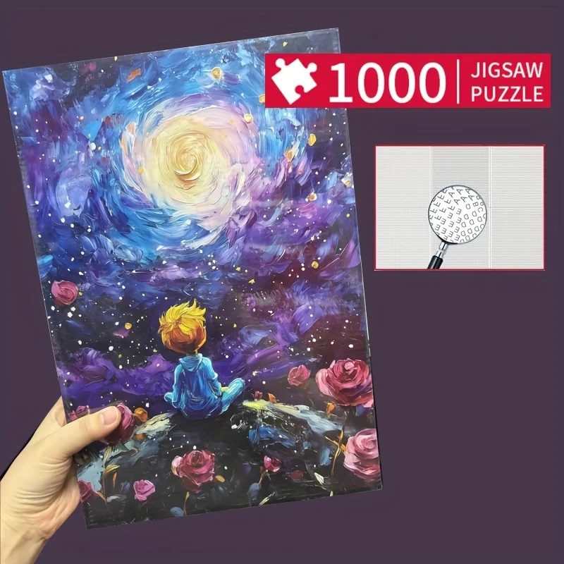 

Паперовой пазл из 1000 предметов — маленький мальчик и цветы, 70x50 см (27,5x19,7 дюймов), серый картон с отчетами для писем