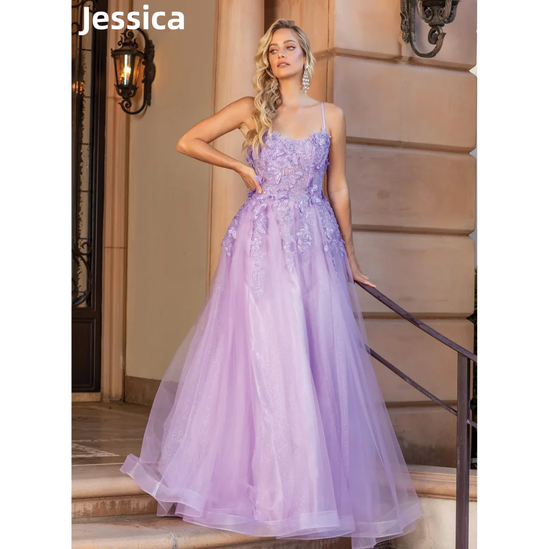 Jessica Purple Prom Dress Embroidery Appliqué A-shaped 2024Vestidos De Fiesta Formal Occasions Fairy Tulle Glitter Party Dress