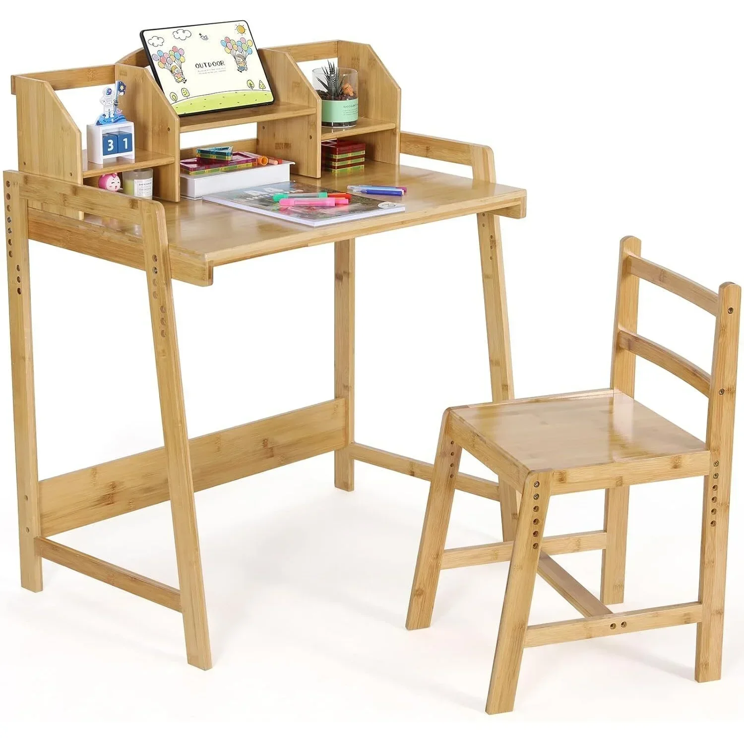 Children\'s Desk with Chair & Bookshelf Work Table Learning Table kids Study Table and Chair