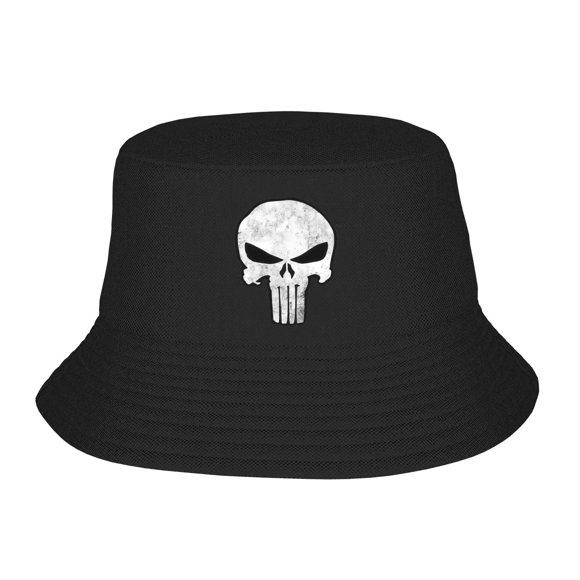 Comic Skull Punishers Bucket Hats for Women Men Beach Skeleton Floppy Hat Harajuku Packable for Fishing Hats Bob Hat