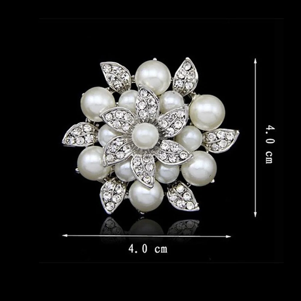 2 قطعة بروش الأزهار للأحذية الكريستال الأحذية الديكور حجر الراين أبازيم اللؤلؤ مقاطع مزدوجة ورقة زهرة تصميم الفضة #3