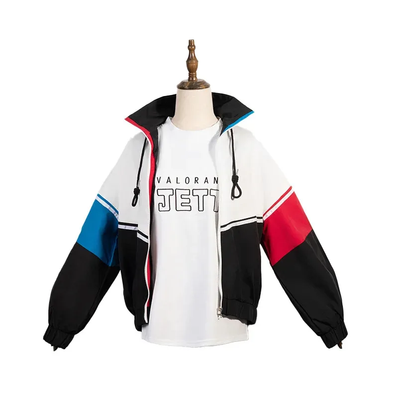 Game Valorant Jett Cosplay Costume White Jacket Coat  T-shirt Outfits Halloween Carnival Suit