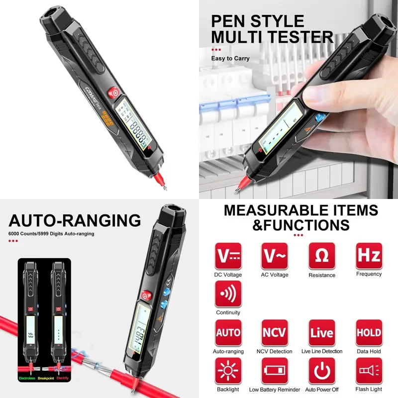 5999 Digits Auto-ranging Pen Type Digital Multimeter Multi Tester Measurable DC/AC Voltage Resistance Frequency