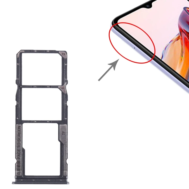 Dual SIM Card Tray For Xiaomi Redmi 12C Phone SIM1+ SIM2 + Micro SD Card Tray Spare Part