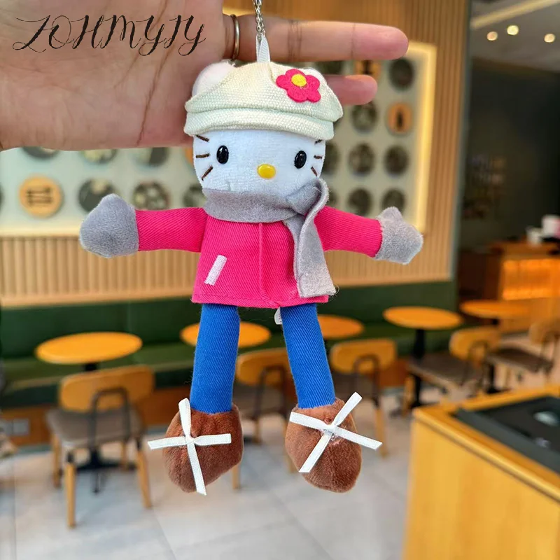 

1 Piece Fisherman's Hat Long Leg KT Keychain Sanrio Hello Kitty Plush Toys Backpack Pendant Doll Girl Birthday Gift