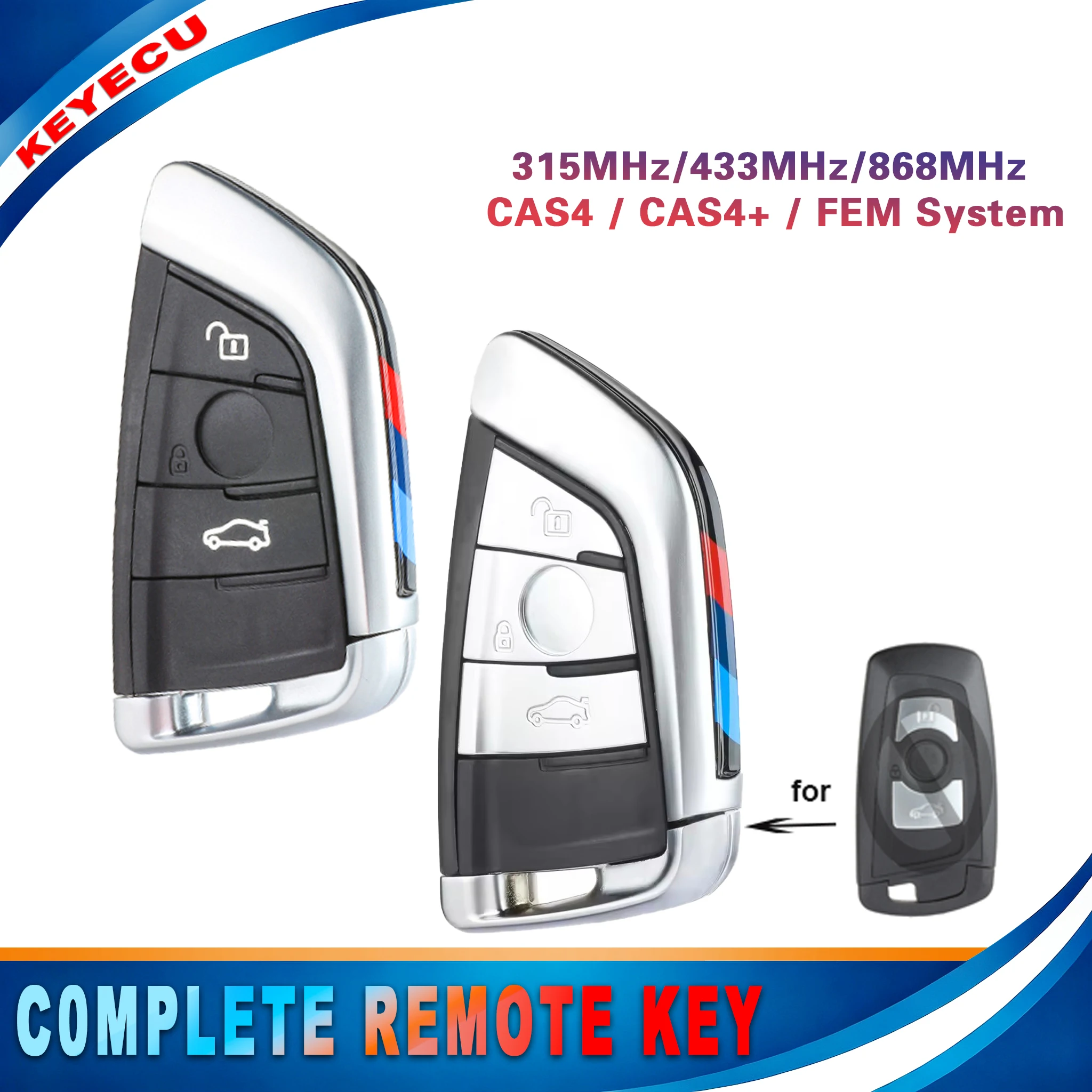 KEYECU CAS4 CAS4+ FEM for BMW F X1 X3 X5 X6 X7 3 GT 1 3 5 7 Smart Remote Key Fob 3 Button 315 434 868MHz ID49 Chip