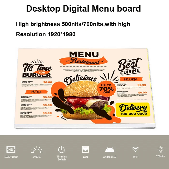 Surprise Price White Ads Digital Menu Display Board For Milk Tea Table Top Signage Elevator Or Subway Use Made In China