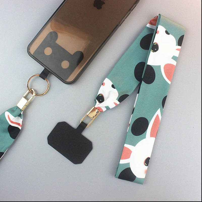 

Long Neck Hanging Chain Cartoon Silk Scarf Ornaments Neck Antilost Sling Phone Universal with Clips Lanyard Mobile Phone Lanyard