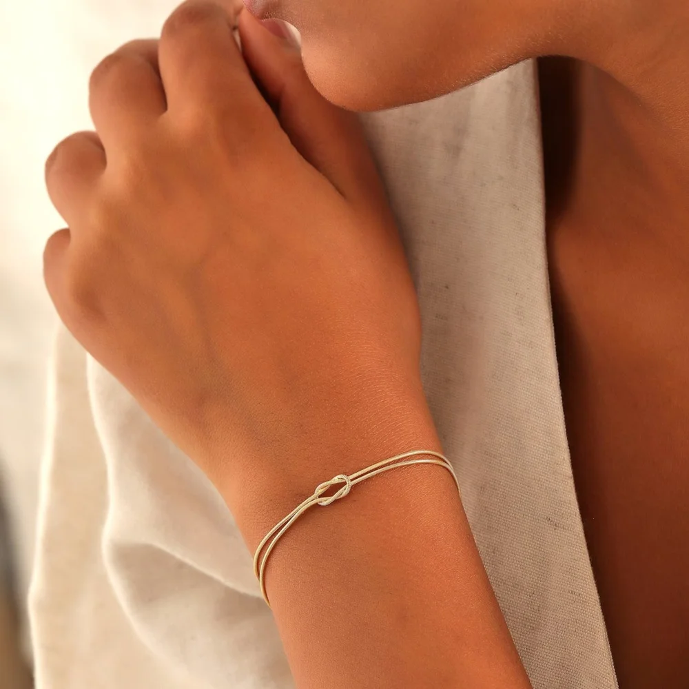 Trendy Gold Silver Color Love Knot Bracelets For Women Couple Dainty Stainless Steel Snake Chain Bracelet Daily Jewelry Gift