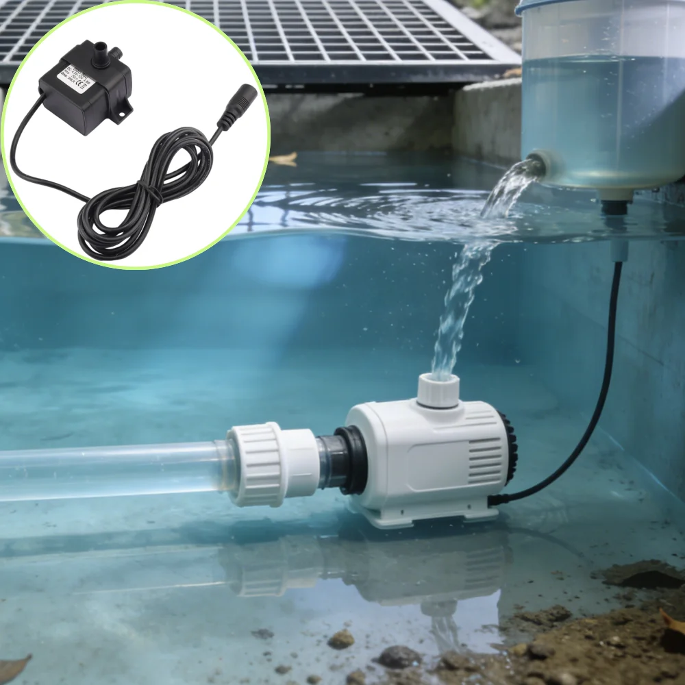 1.2W 90L/H 4.8W 240L/H Silent Fish Tank Pump DC 12V 24V Solar Brushless Motor Pool Circulating Submersible Pump Water Pump