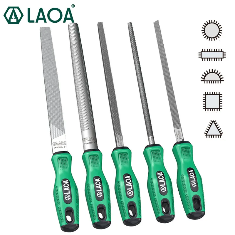 LAOA 1pcs High Hardness Medium Tooth File Metal Grinding Tool Flat File Square Round File Edge grinding Plus size flie