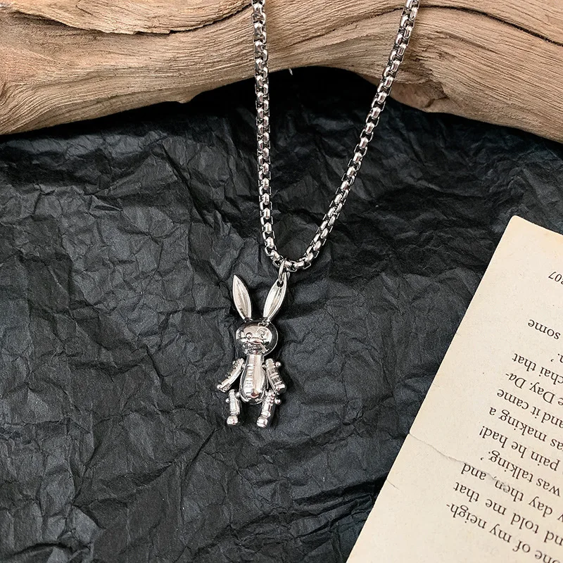 Rabbit titanium steel necklace women\'s net red ins trendy long style simple personality simple net red sweater chain 2021