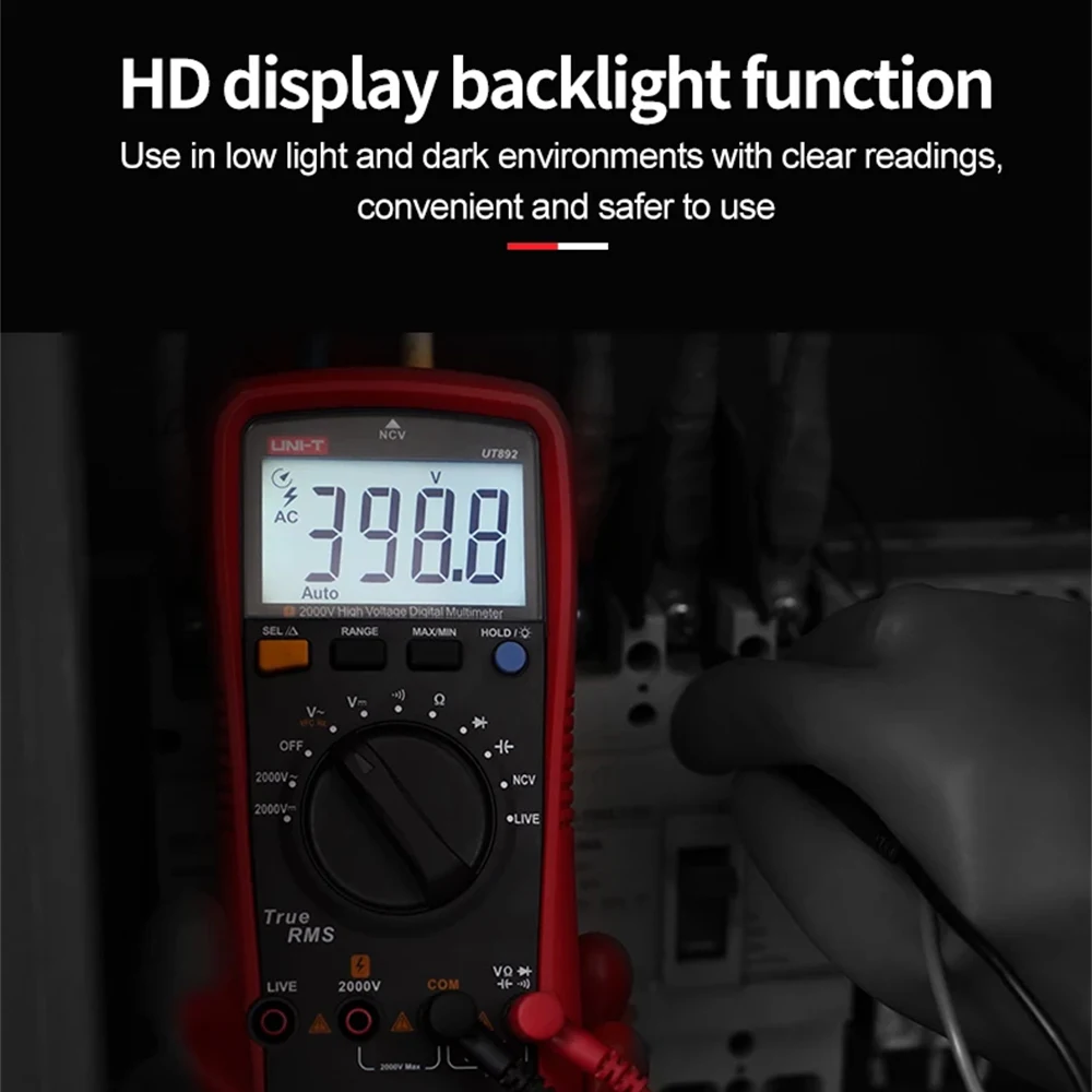 UT123D Multimeter Digital Cerdas Otomatis RMS AC/DC Ketahanan Tegangan Saat Ini dan Multimeter Rumah Tangga Penguji Kapasitansi