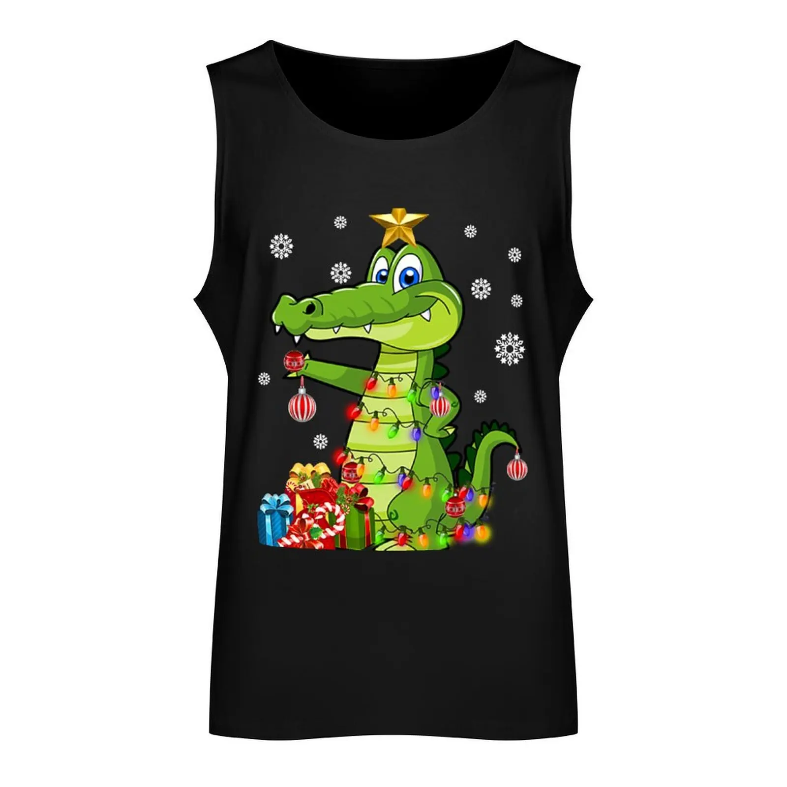 Crocodile Light Christmas Gift Funny Tank Top fitness clothing for men tops