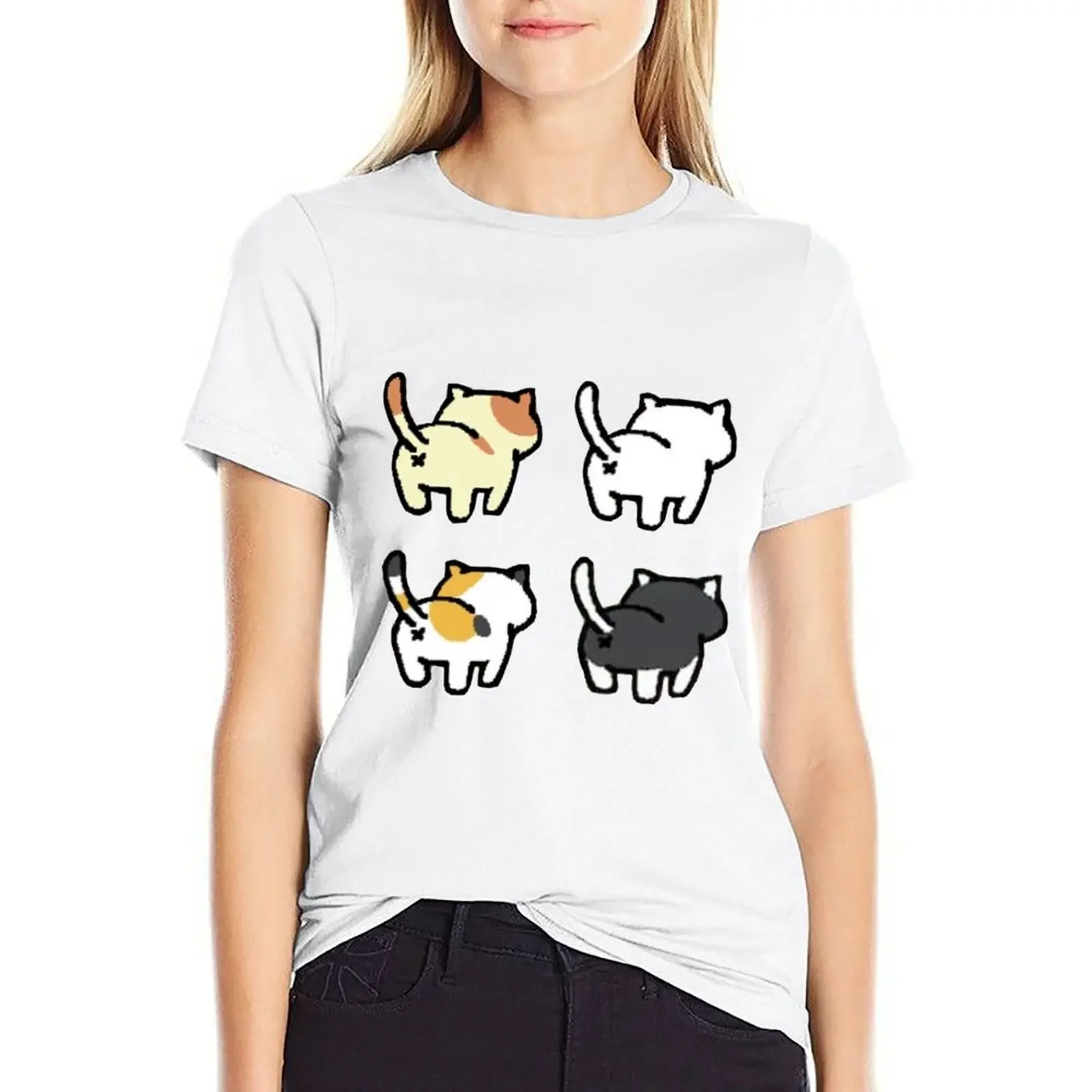 

Neko Atsume - Butts T-shirt graphics hippie clothes cute tops t-shirt dress for Women long